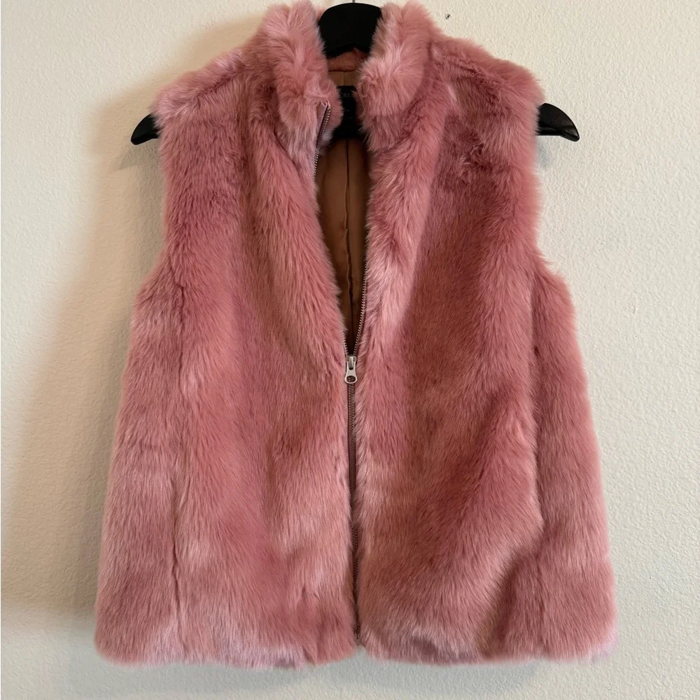 J. Crew Faux Fur Zip Vest Pockets